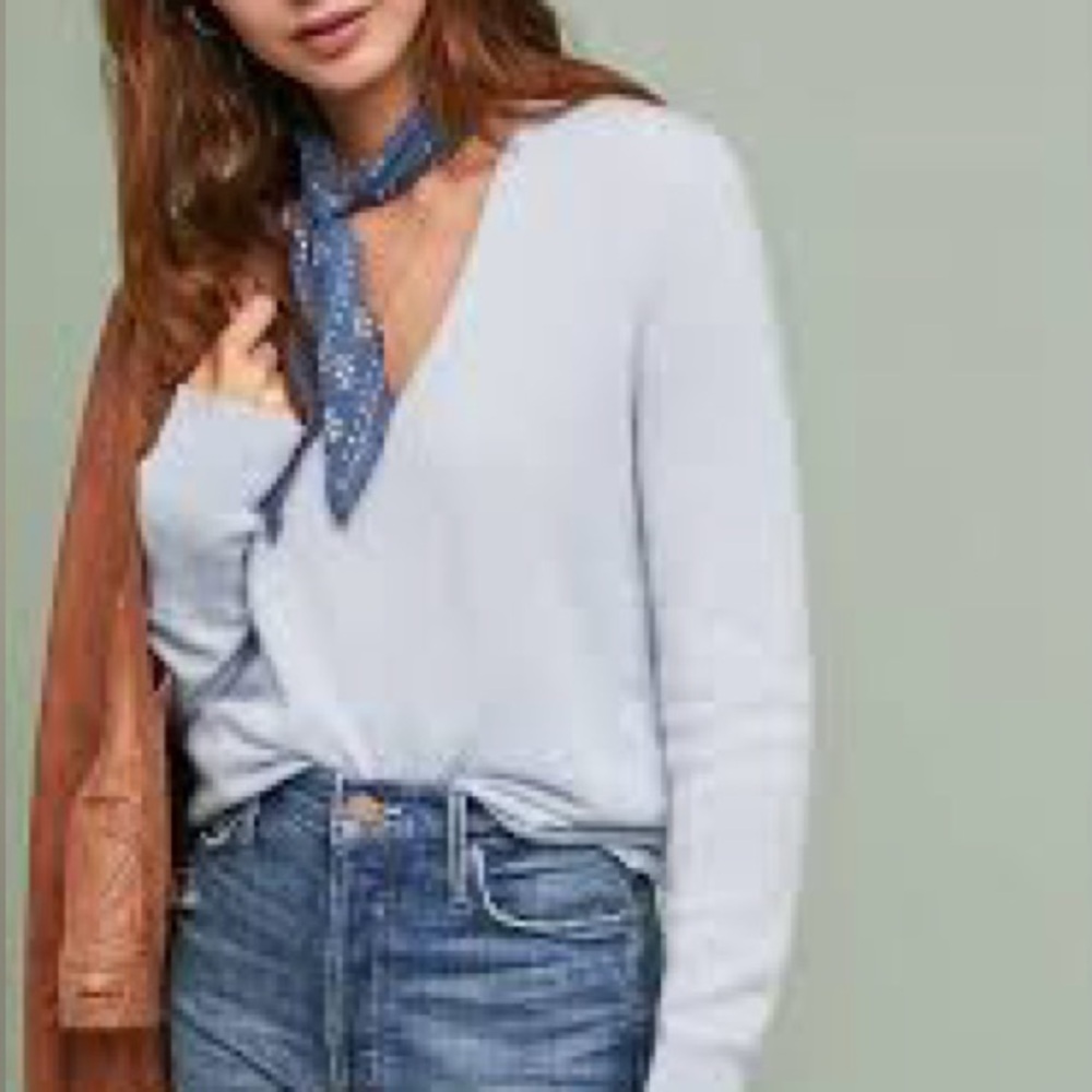 J Crew Columbia baby blue v neck long sleeve sweater